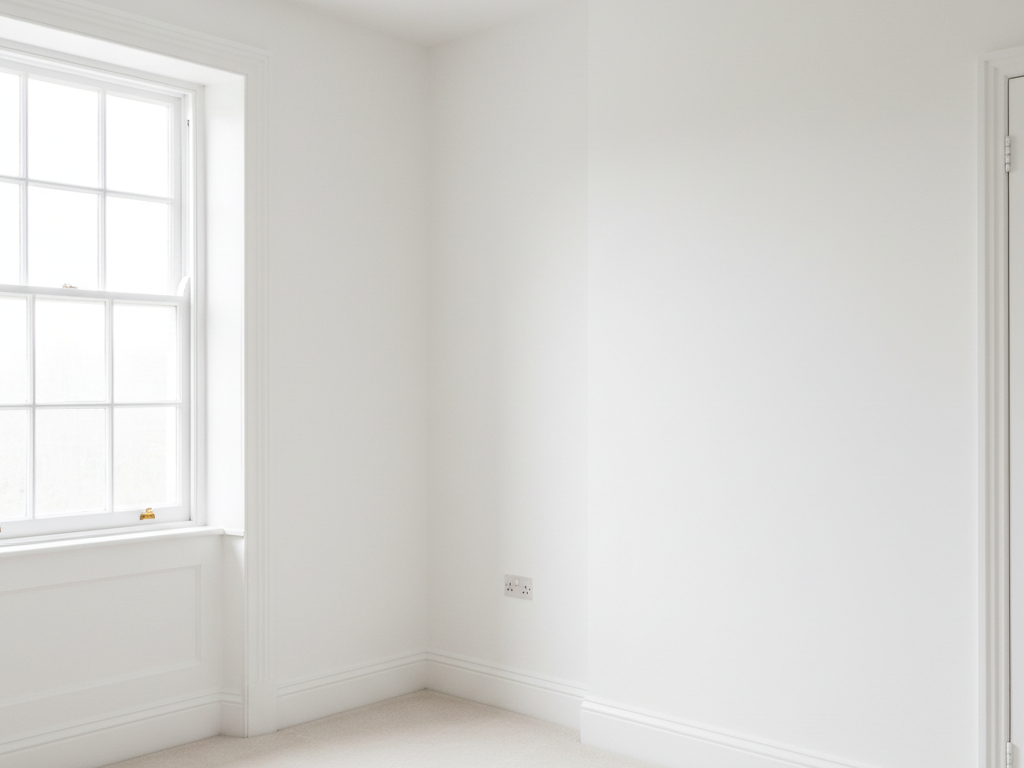 After — Bedroom wall corner — condensation mould removed and repainted