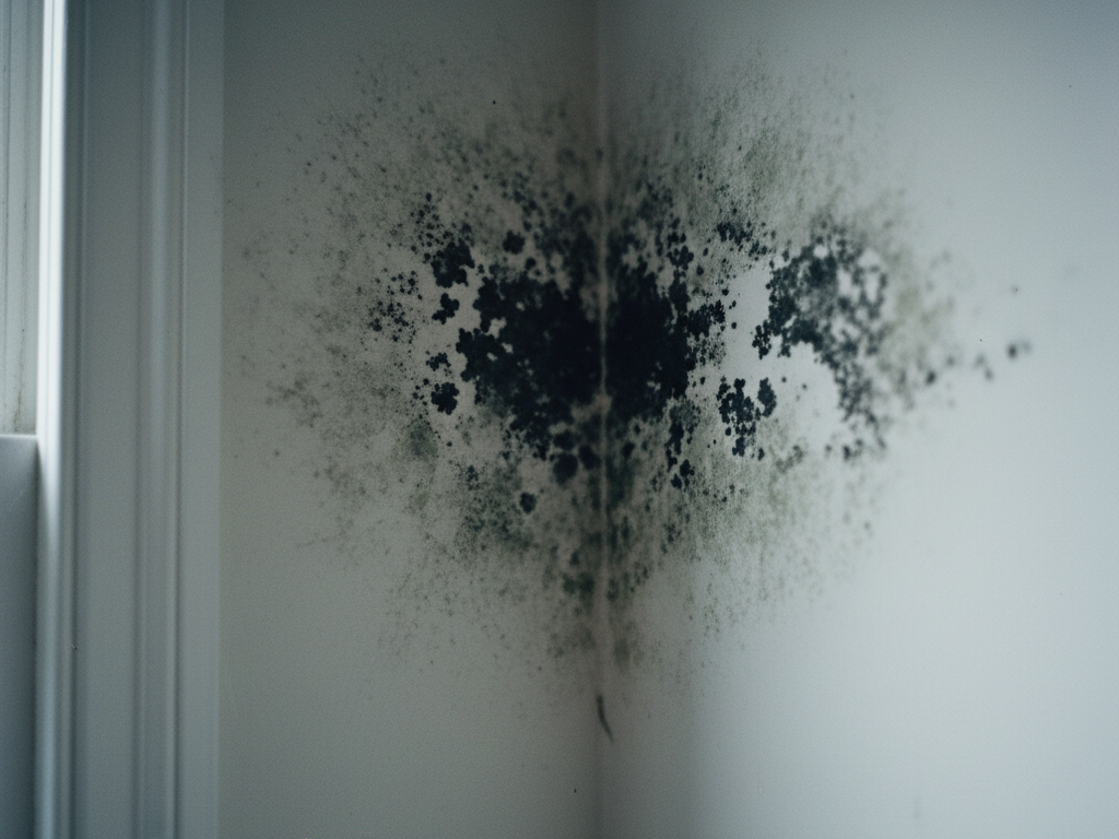 Before — Bedroom wall corner — condensation mould removed and repainted